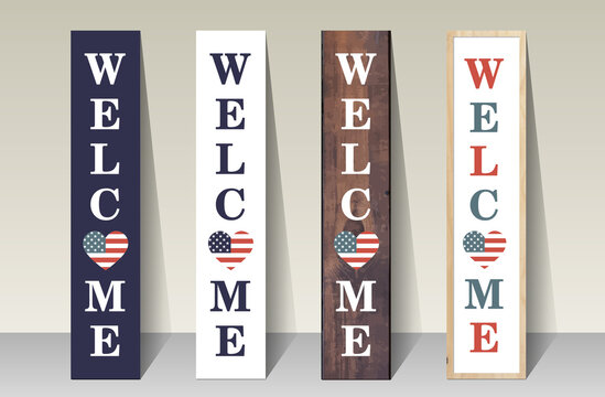 Welcome Porch Sign Vertical Vector Design Template