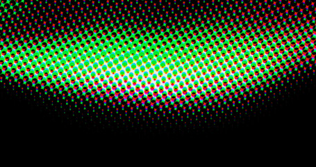 abstract light green dots overlay colorful pattern with circles geometry halftone texture on dark black.