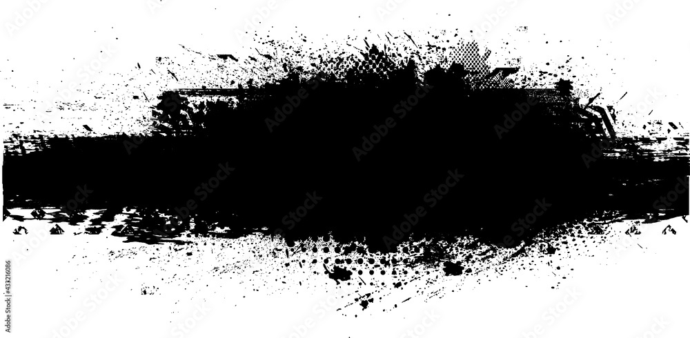 Aufkleber Splatter Paint Texture . Distress Grunge background . Scratch, Grain, Noise rectangle stamp . Black Spray Blot of Ink.Place illustration Over any Object to Create Grungy Effect .abstract vector.