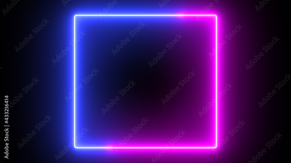 Canvas Prints neon glow color flowing square background
