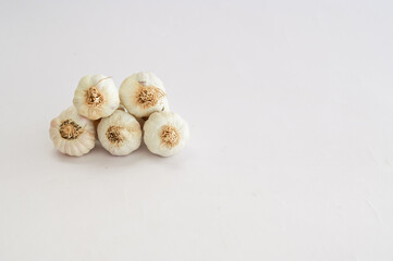 group of garlic isolated on white background