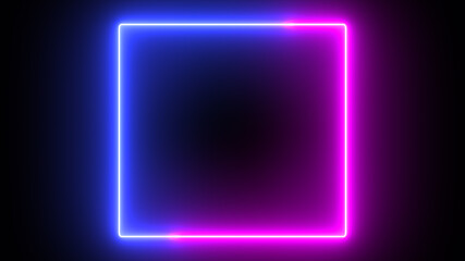 Fototapeta na wymiar Neon glow color flowing square background