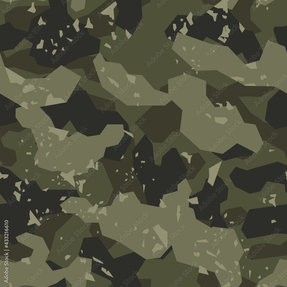 Wall mural Camouflage seamless geometric pattern. Abstract military camo modern. Print on fabric on textiles. Vector illustration - Wall murals