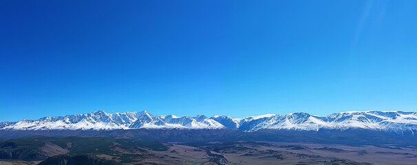 Fototapeta na wymiar Altai mountains panorama view from drone, hill nature view of russia landscape