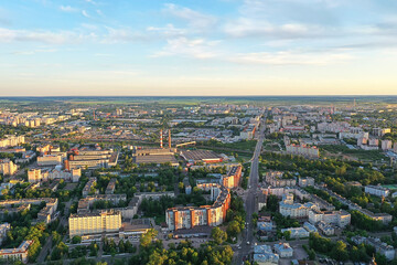 vologda view of the city from a drone, buildings architecture, a trip to the province in russia