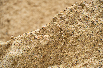wet sand surface for construction, close view