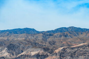 Beautiful panoramic landscape with mountains and desert in Death Valley, USA.