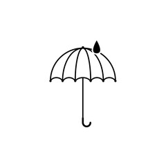 Umbrella and rain drops vector icon. Meteorology sign. Graph symbol for travel, tourism and weather web site and apps design, logo, app, UI