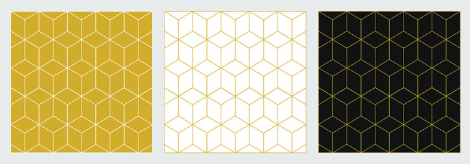 Seamless pattern abstract geometry backdrop background with elegant golden vector golden lines. Vector illustration