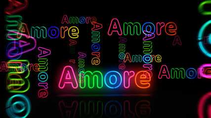 Obraz na płótnie Canvas Amore love symbol neon light 3d illustration