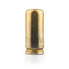 One 9mm bullet isolated on white background