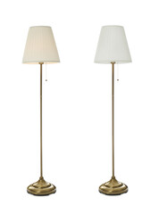 Stylish floor lamps on white background, collage