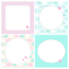 Set of cute cards, letters, blanks, pages for notes in childish style in unicorn theme. Vector template suitable for to do list, card, party invitation and cute letter for postcrossing. 