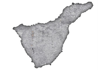 Karte von Teneriffa auf verwittertem Beton