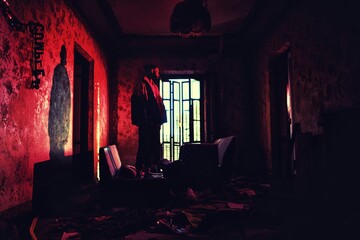 YOUNG BOY DANCING IN AN ABANDONED HOUSE AND LOOKING AT THE MOON