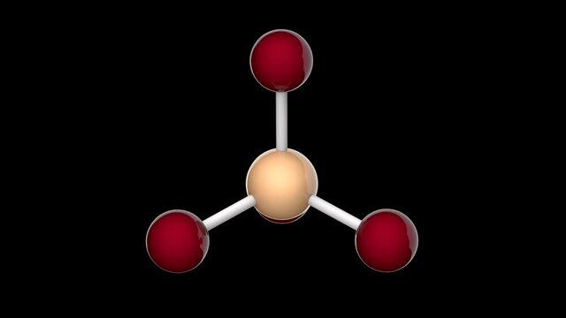 Silicon tetrabromide or Silicon(IV) bromide, is the inorganic compound with the formula SiBr4 or Br4Si. 3D render. Seamless loop. RGB + Alpha (Transparent) channel.