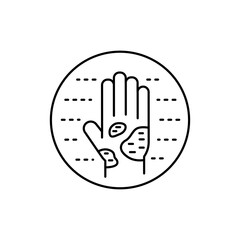 Eczema black line icon. Dermatology disease. Isolated vector element.