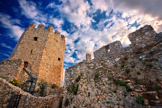 he octagonal tower inside the byzantine castle of Platamonas, Municipality of Olympus - Dion, Pieria, Macedonia, Greece.