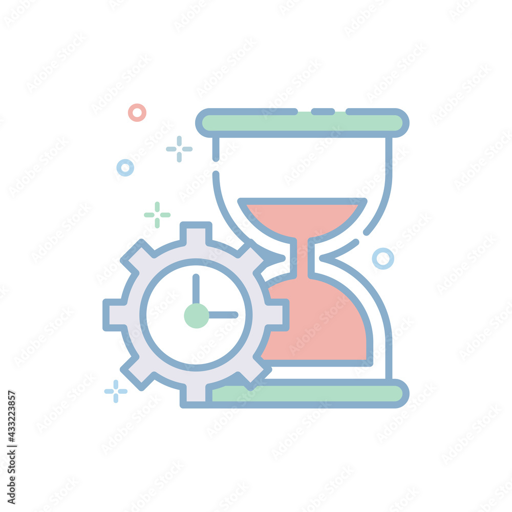Poster processing time vector filled outline icon. eps 10 file