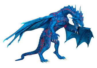 3D Rendering Fairy Tale Dragon on White