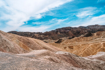 Hills and unusual mountains in Zabriskie Point Death Valley National Park. Natural landscape in USA