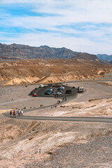 Road and Parking View to Death Valley Zabriskie Point National Park