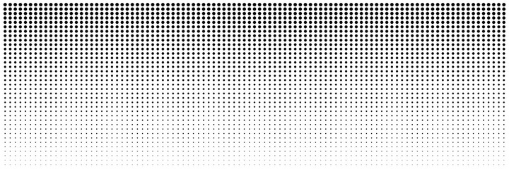 Dot halftone background. Abstract gradient black dots background. Halftone effect. Dot seamless horizontal geometric pattern. Stock vector