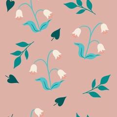 Seamless simple floral pattern with flowers . Vector graphics