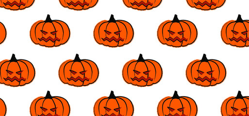 Cartoon drawing pumpkins for happy halloween party on 31 october fest. Pumpkin, pictogram. Flat vector sketch sign. Banner or card.