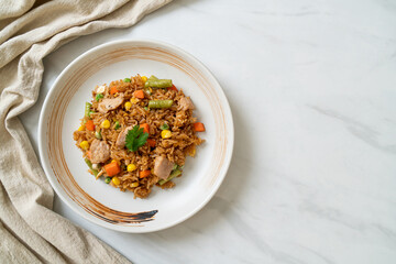 pork fried rice on white plate