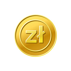 Coin icon. Poland Zloty sign. Golden coin
