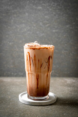 Iced chocolate milkshake drink