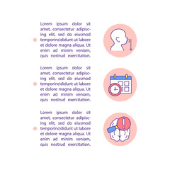 Spoken language delay concept line icons with text. PPT page vector template with copy space. Brochure, magazine, newsletter design element. Communication disorder linear illustrations on white