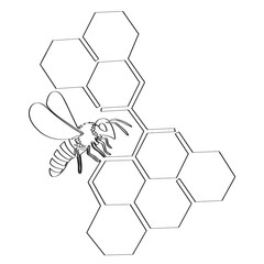 Cute wholesome bee. line art. Vector illustration