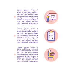 Poor academic performance concept line icons with text. PPT page vector template with copy space. Brochure, magazine, newsletter design element. Hearing impairment linear illustrations on white