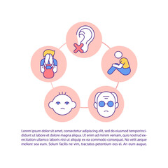 Loneliness feeling concept line icons with text. PPT page vector template with copy space. Brochure, magazine, newsletter design element. Social isolation due to deafness linear illustrations on white