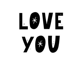 I Love You Hand lettering Text card