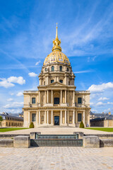 Front view of the Dome des Invalides in Paris, France