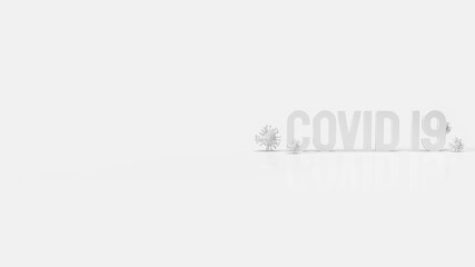 The white word covid 19 and virus for outbreaks or medical concept 3d rendering.