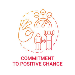 Commitment to positive change concept icon. Corporate value idea thin line illustration. Organizational structure. Motivation support. Change initiatives. Vector isolated outline RGB color drawing