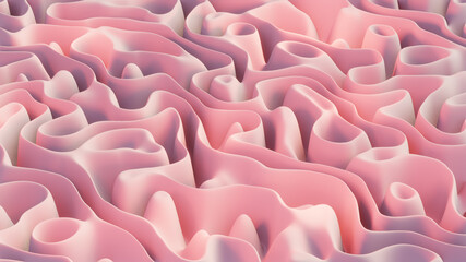 3d render abstract background. Beautiful soft pink waves. Digital illustration for wallpapers, posters and covers. Futuristic design.