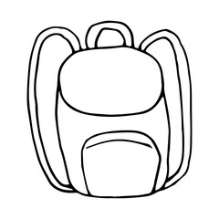 Free hand drawing school backpack or travel bag. Back to school. Simple flat vector illustration