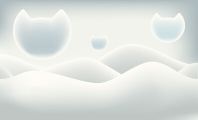 Abstaract form.Snow cats in air.