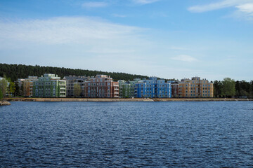 Fototapeta premium Row of colorful houses nea the sea or river