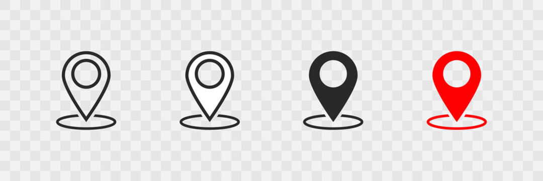 Pointer location set icon on transparent background. Isolated vector