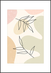 Minimalist poster design botanical leaf branch abstract collage