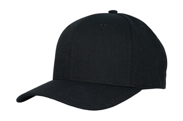 Baseball cap color black close-up of isolated view on white background
