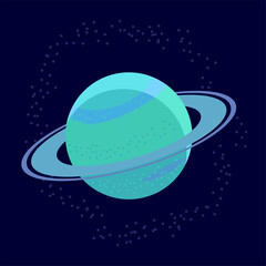Uranus planet icon and stars. Vector