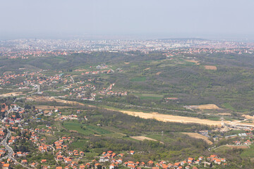 Panoramic view from Avala Tower near Belgrade, Serbia
