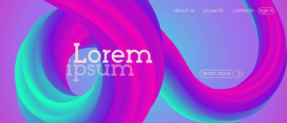 Abstract 3d Wave Background. Abstract Presentation. Vivid Vibrant Gradient Fluid Shape Template.